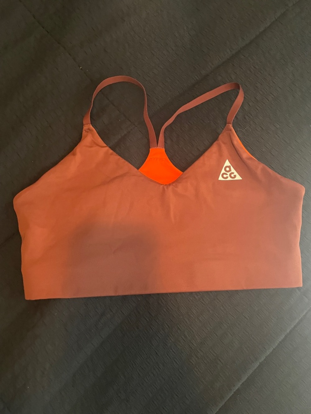 Nike All Conditions Gear (ACG) Reversible Sports Bra in Rust & Orange